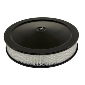 Air Cleaner Kit, 14" X 3" with Muscle Car Top / Paper Filter / Flat Base (Black Steel)
