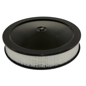 Air Cleaner Kit, 14" X 3" with Muscle Car Top / Paper Filter / Hi-Lip Base (Black Steel)