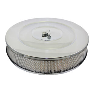 Air Cleaner Kit, 14" X 3" with Performance Top / Paper Filter / Hi-Lip Base (Chrome Steel)