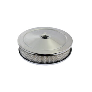 Air Cleaner Kit, 10" X 2" with Muscle Car Top / Paper Filter / Raised Base (Chrome Steel)