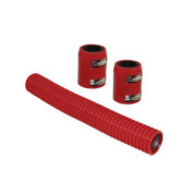 Radiator Hose Kit, 12″ With Aluminum Caps (Red Stainless Steel) 1