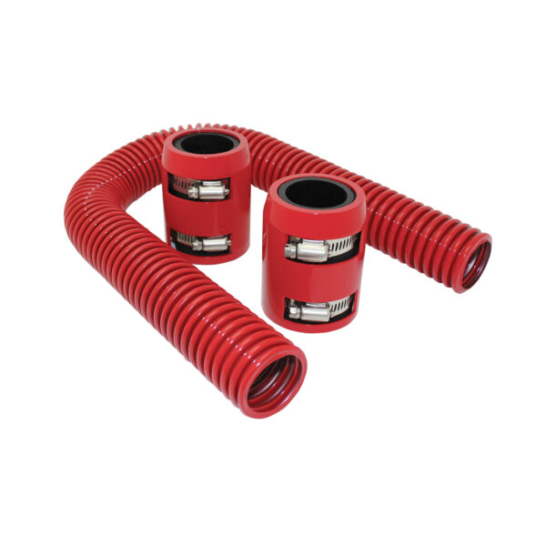 Radiator Hose Kit, 24″ With Aluminum Caps (Red Stainless Steel) 1