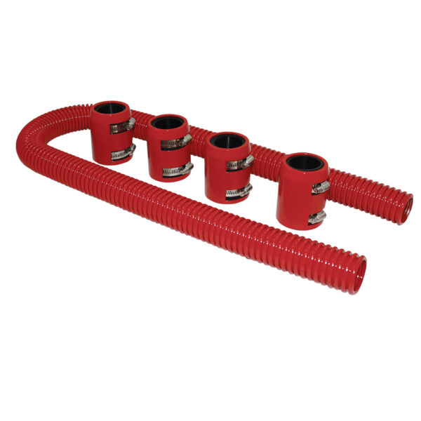 Radiator Hose Kit, 48″ With Aluminum Caps (Red Stainless Steel) 1