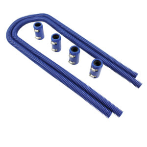 Heater Hose Kit, 44" With Aluminum Caps (Blue Stainless Steel)