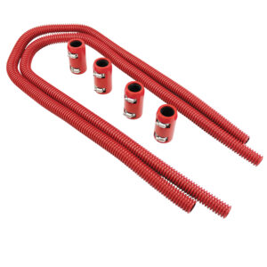 Heater Hose Kit, 44" With Aluminum Caps (Red Stainless Steel)