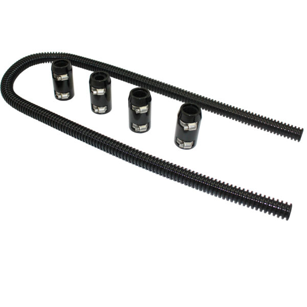 Heater Hose Kit, 44″ With Aluminum Caps (Black Stainless Steel) 1