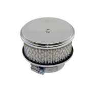 Air Cleaner Kit, 4″ x 2″ Deep Dish Top / Paper Filter / Flat Base (Chrome Steel) 1
