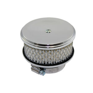 Air Cleaner Kit, 4" x 2" Deep Dish Top / Paper Filter / Flat Base (Chrome Steel)