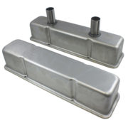 Valve Covers, 1958-86 SB Chevy 283-350 Oval Track Tall (Unplated Steel) 1