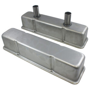 Valve Covers, 1958-86 SB Chevy 283-350 Oval Track Tall (Unplated Steel)