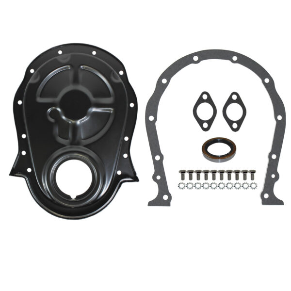 Timing Chain Cover, BB Chevy 396-454 with Seal / Gasket / Hardware (Black Steel) 1