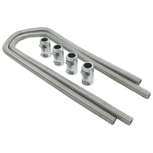 Heater Hose Kit, 44" with Polished Aluminum Caps (Stainless Steel)