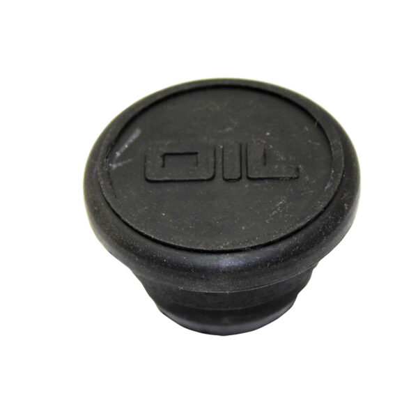 Oil Plug, Push-In with Logo (Black Rubber) 1