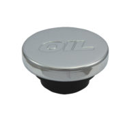 Oil Plug, Push-In with Logo (Black Rubber / Chrome Steel) 1