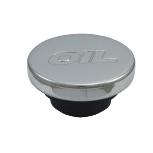Oil Plug, Push-In with Logo (Black Rubber / Chrome Steel)