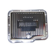 Transmission Pan, Chevy Powerglide Finned (Chrome Steel) 1