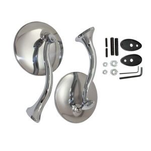Mirrors, Street Rod "Swan Neck" 4" (Polished Stainless Steel)