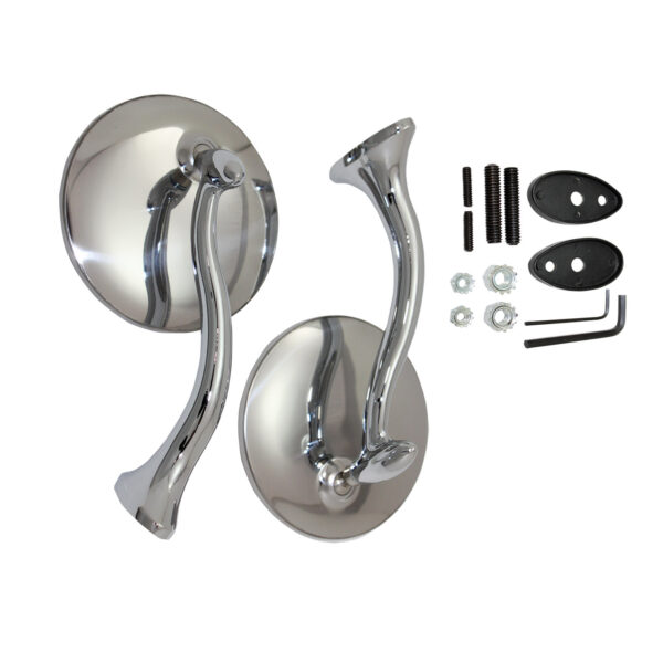 Mirrors, Street Rod “Swan Neck” 4″ (Polished Stainless Steel) 1
