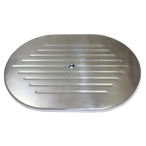 Air Cleaner Top, 12″ Oval Ball-Milled (Polished Aluminum) 1