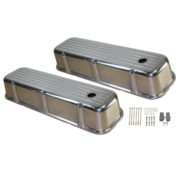 Valve Covers, 1965-95 BB Chevy Ball-Milled with Hole Tall (Polished Aluminum) 1