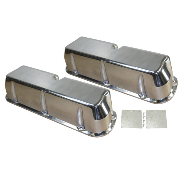 Valve Covers, 1962-85 SB Ford Smooth without Hole (Polished Aluminum) 1