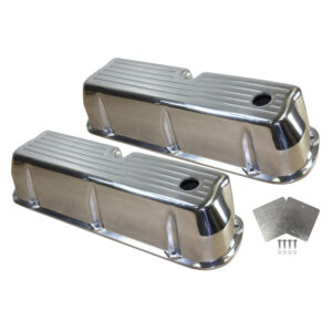 Valve Covers, 1962-85 SB Ford Ball-Milled with Hole (Polished Aluminum)