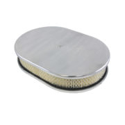 Air Cleaner Kit, 12″ X 2″ Oval Smooth Top / Paper Filter / Flat Base (Polished Aluminum) 1