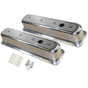 Valve Covers, 1987-97 SB Chevy Ball-Milled with Hole Tall (Polished Aluminum)