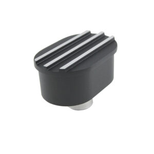 Breather Cap, Push-In Oval Finned (Black Aluminum)