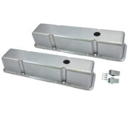 Valve Covers, 1958-86 SB Chevy 283-350 Smooth with Hole Tall (Polished Aluminum) 1