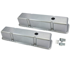 Valve Covers, 1958-86 SB Chevy 283-350 Smooth with Hole Tall (Polished Aluminum)