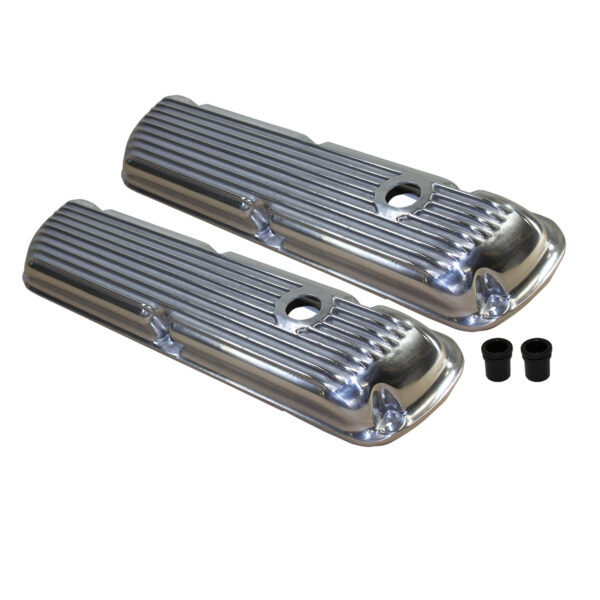 Valve Covers, 1964-up SB Ford 289-351W Finned (Polished Aluminum) 1
