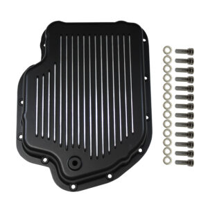 Transmission Pan, GM Turbo 400 Finned with Gasket/Hardware (Black Aluminum)