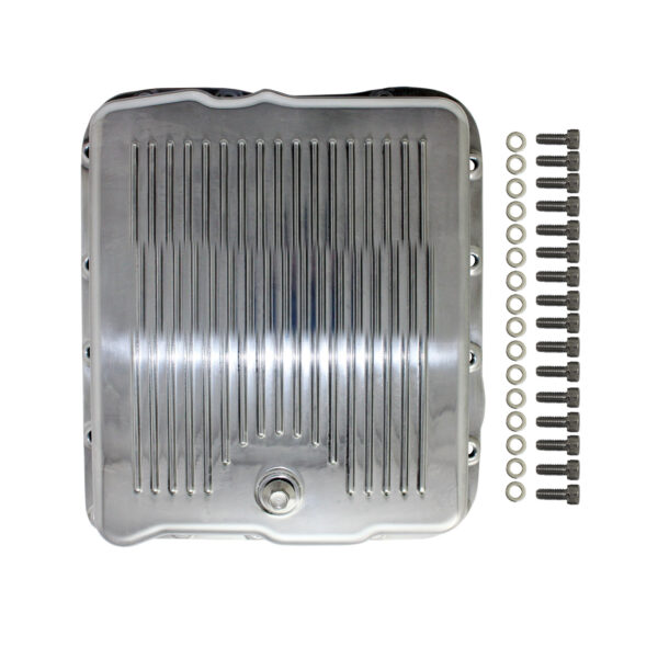 Transmission Pan, GM 700R4 Finned with Gasket/Hardware (Polished Aluminum) 1