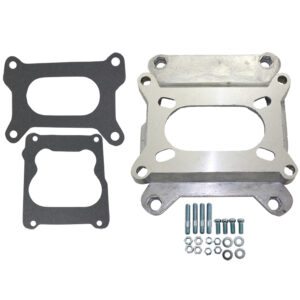 Carburetor Adapter Kit, 2bbl to 4bbl 1" Open Port with Gaskets/Hardware (Aluminum)
