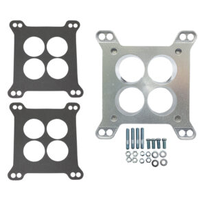 Carburetor Adapter Kit, 4bbl to Small 4bbl 1/2" Ported with Gaskets/Hardware (Aluminum)