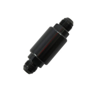 Fuel Filter, Competition Style #6 AN Male Inlet/Outlet (Black Aluminum)