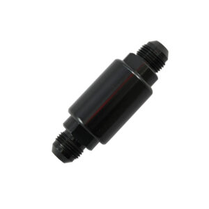 Fuel Filter, Competition Style #8 AN Male Inlet/Outlet (Black Aluminum)