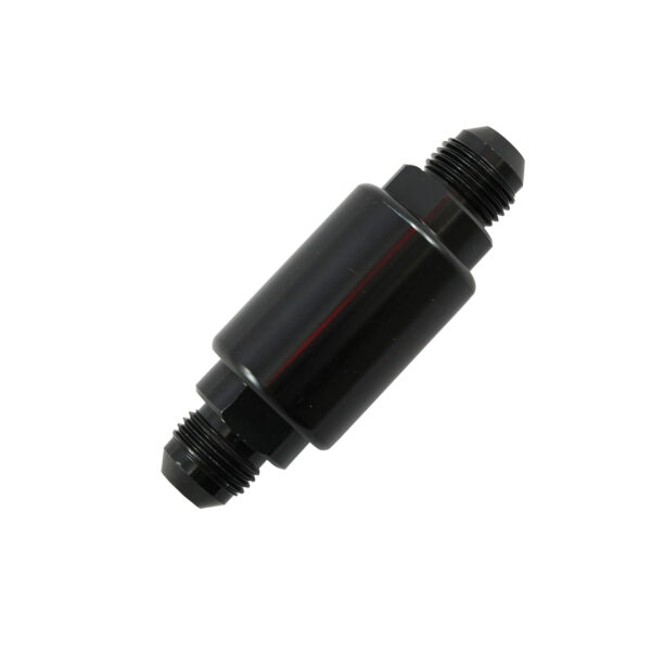 Fuel Filter, Competition Style #8 AN Male Inlet/Outlet (Black Aluminum) 1