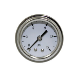 Gauge, Fuel Pressure Mechanical 0-15 PSI Dry (Chrome Steel with White Face)