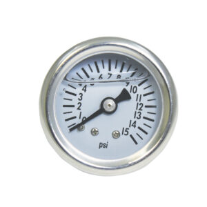 Gauge, Fuel Pressure Mechanical 0-15 PSI Liquid (Chrome Steel with White Face)