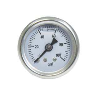 Gauge, Fuel Pressure Mechanical 0-100 PSI Liquid (Chrome Steel with White Face)