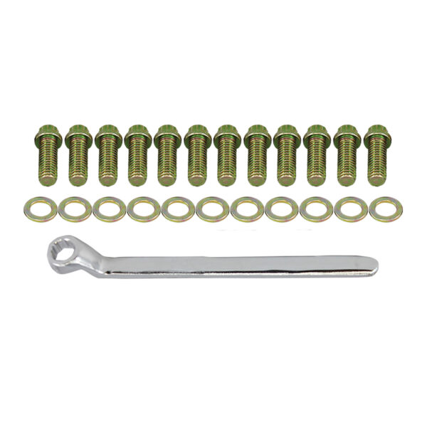 Bolt Kit, SB Chevy Intake 12pc Set with Wrench (Gold Steel) 1